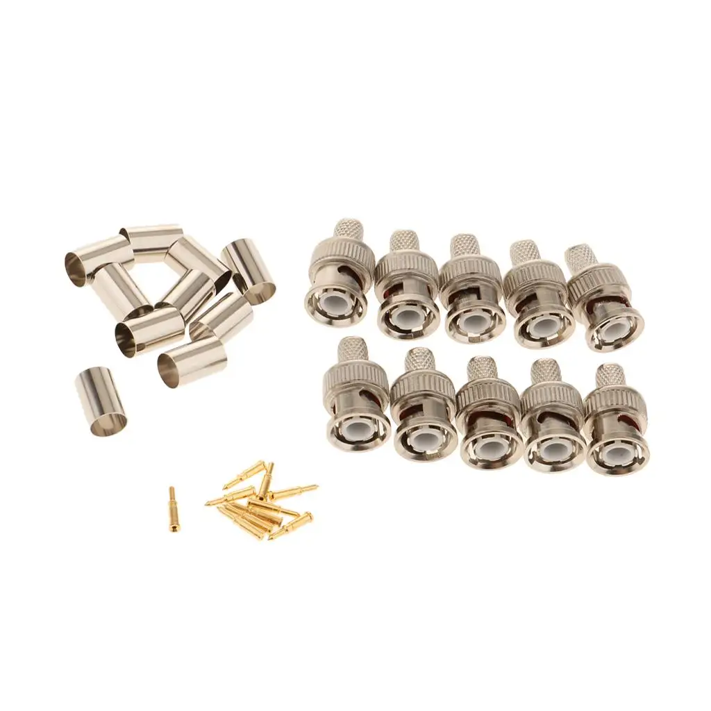 Conector macho BNC profesional, adaptador de enchufe BNC, 10 piezas