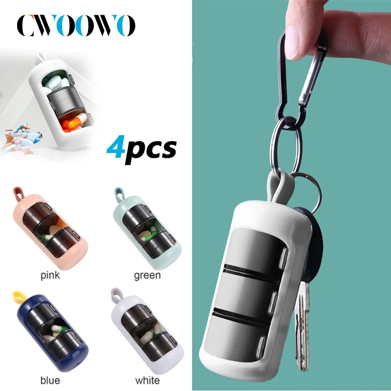 

4PC 3 Compartments Pill Box BPA-Free, Day Pill Organizer/3 Times a Day Travel Pill Organizer for Pocket or Purse Storage Vitamin