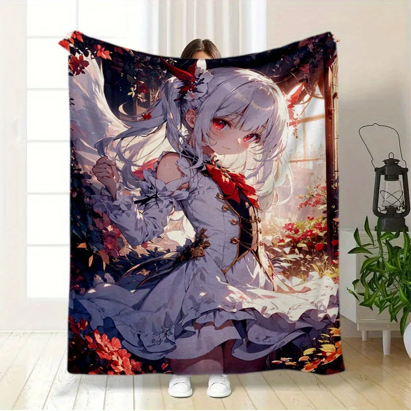 1pc Anime Character Flannel Fleece Throw Blanket - Contemporary Style, All-Season Cozy Sofa Bed Cover, Anti-Tear, Hand Wash