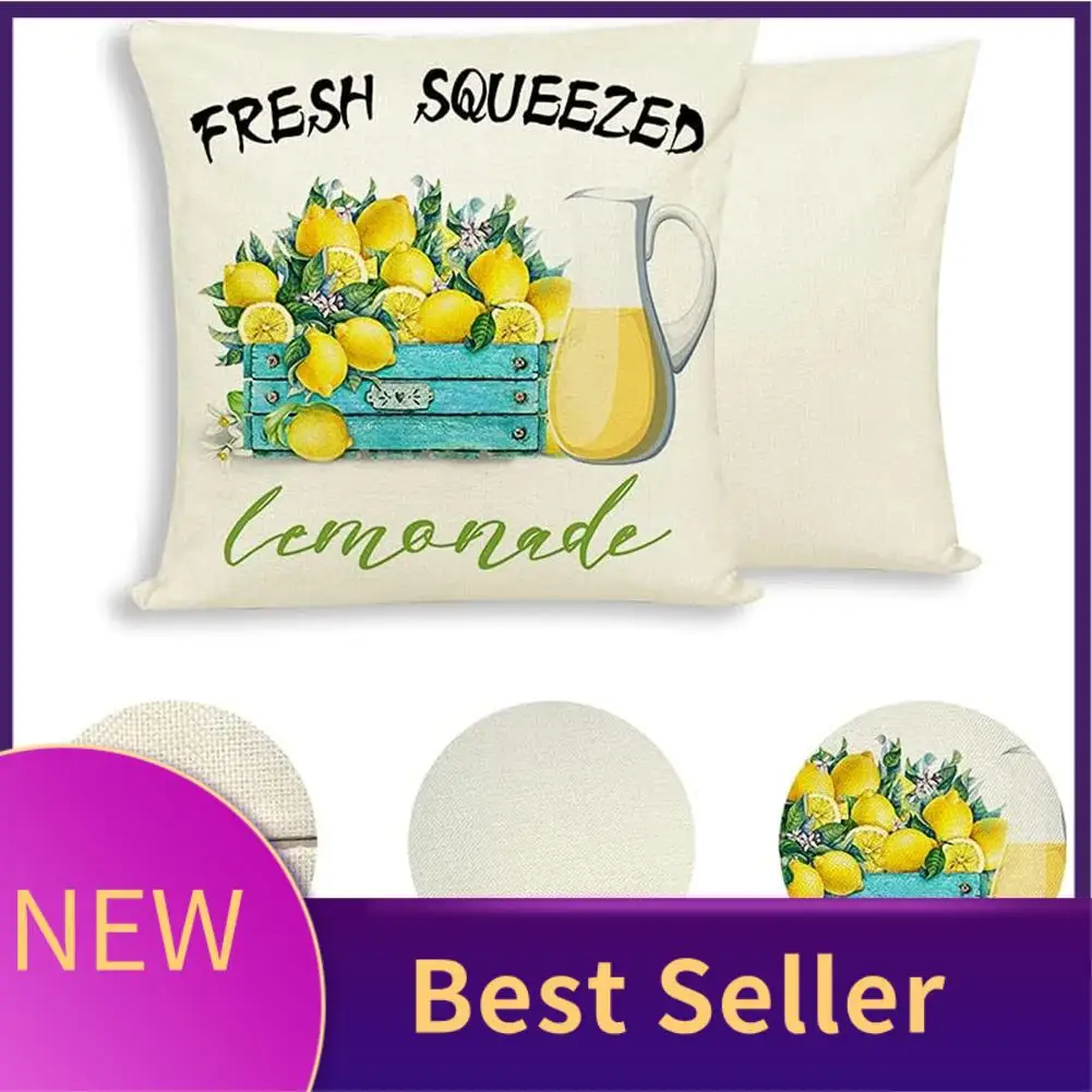 

B46C Summer Lemon Pillow Covers 18X18 Inches Set Of 4, For Sofa Decorative,Farmhouse Throw Pillow Covers For Home Decor