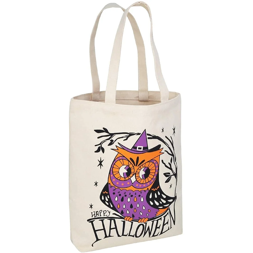 Halloween Tote Treat Bags for Trick or Treating Halloween Goodie Candy Bags Canvas Gift Bags for Kids Party Favor Supplies