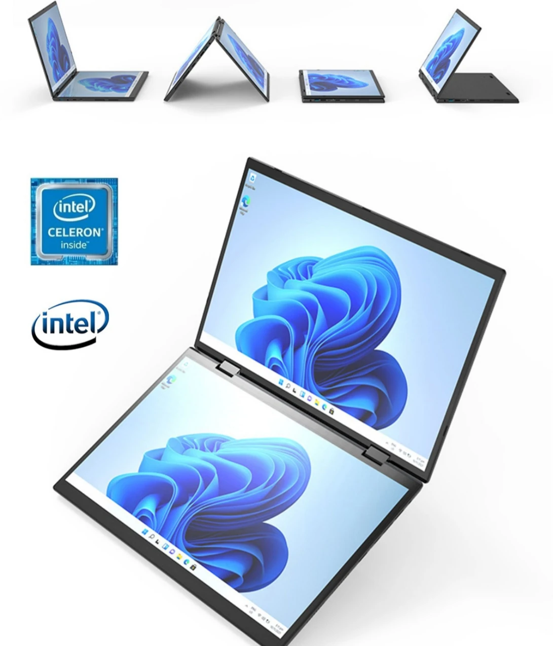 EUA STOCK 14 polegadas 2K IPS Touch Double Notebook N95 Dual 2 Screen Gaming 32GB RAM 1TB YOGA Laptop PC