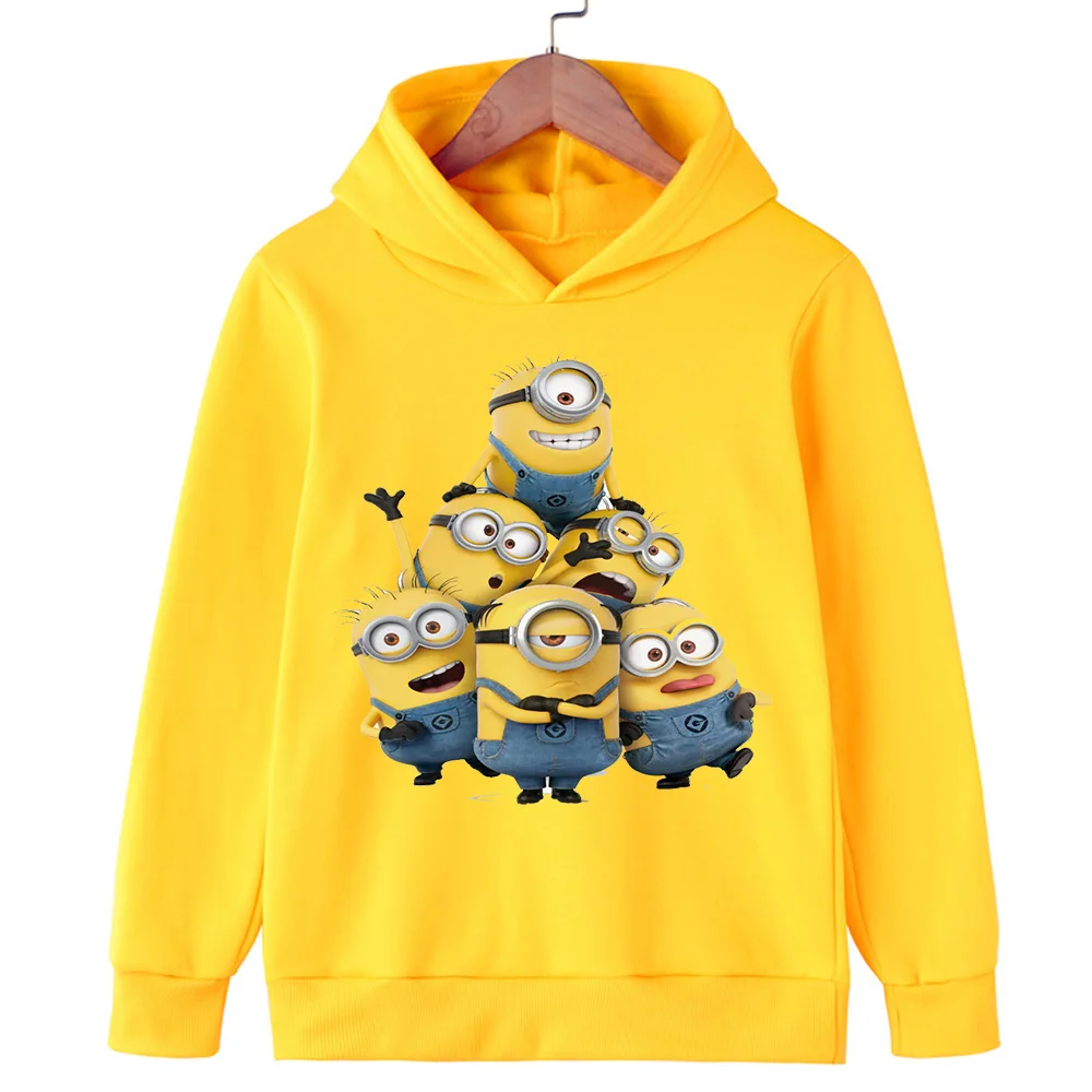 Cartoon Disney Minions Funny Kids Casual Comfortable Warm Children's Long Sleeve Hoodies Home Y2K Autumn/Winter Season Fashion