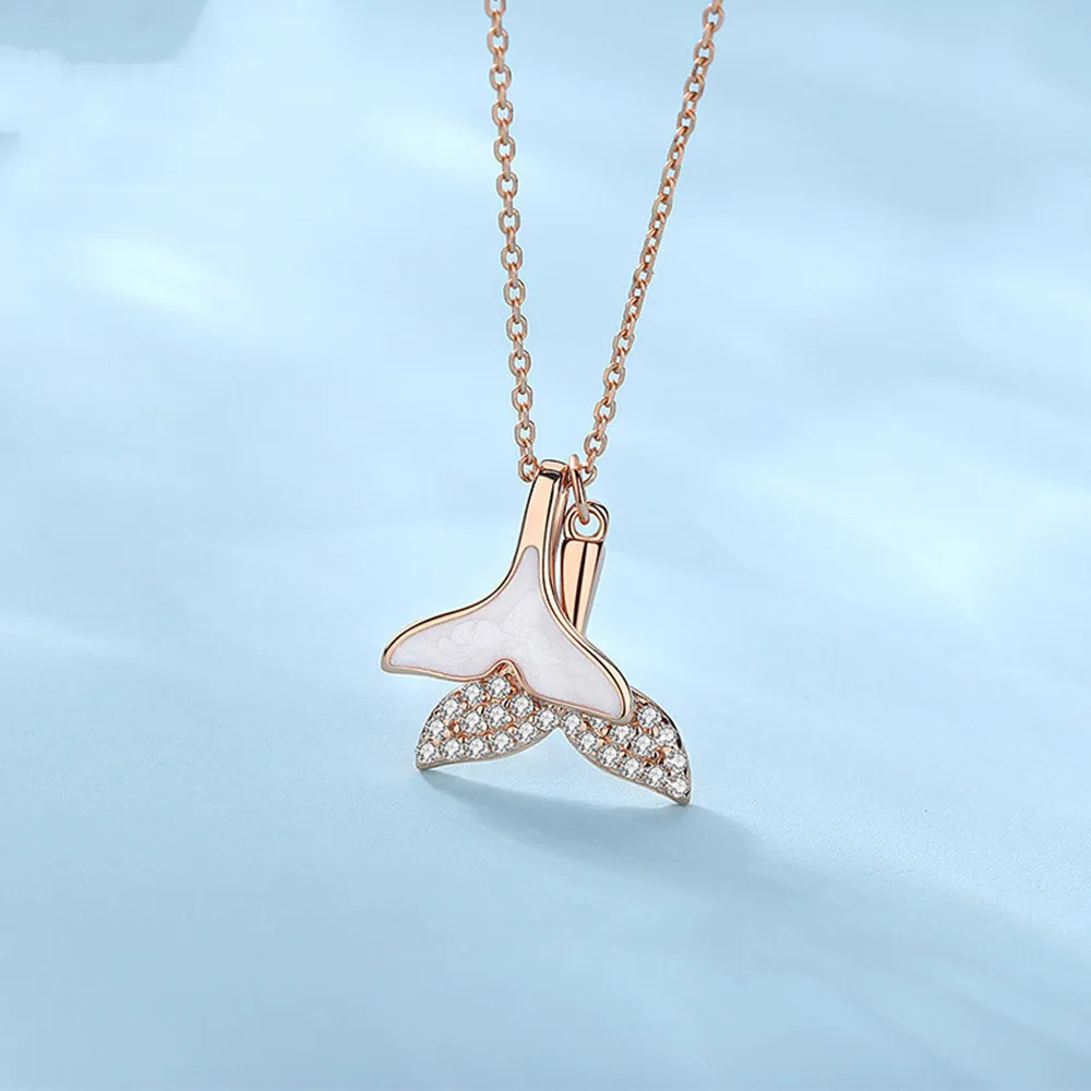 

Korean 925 Silver Mermaid Tail - Diamond 18K Rose Gold, Women's Viral Collar