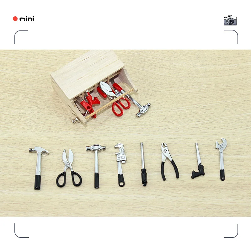 1:12 Poppenhuis Mini Stuff Legering Tool Miniatuur Items Speelgoed Model ToolBox BJD Poppenhuis Meubels Accessoires Decor Service Kit