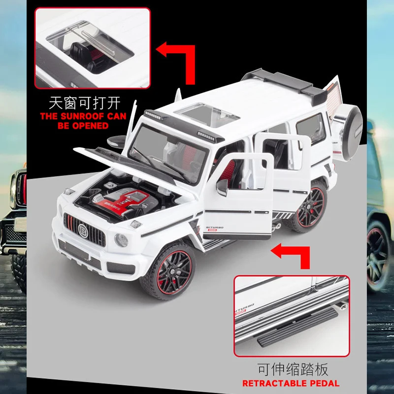 1:24 Mercedes Benz BRABUS G800 High Simulation Diecast Metal Alloy Model car Sound Light Pull Back Collection Toy Gift