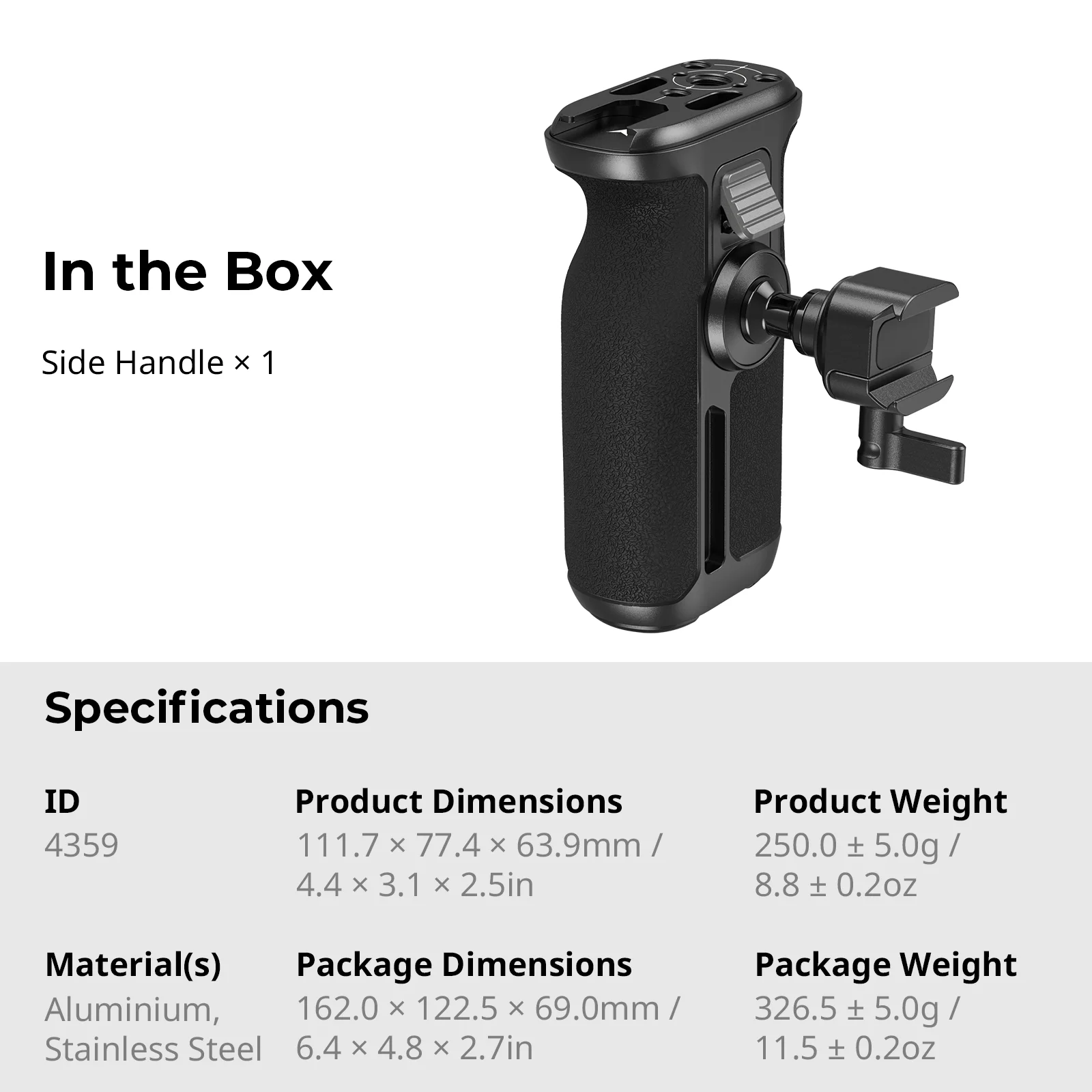 Smallrig Universele Draaibare Nato Zijhandgreep, 360 ° Bidirectionele Rotatie Handgreep Voor Dslr-Camerakooi Voor 4359