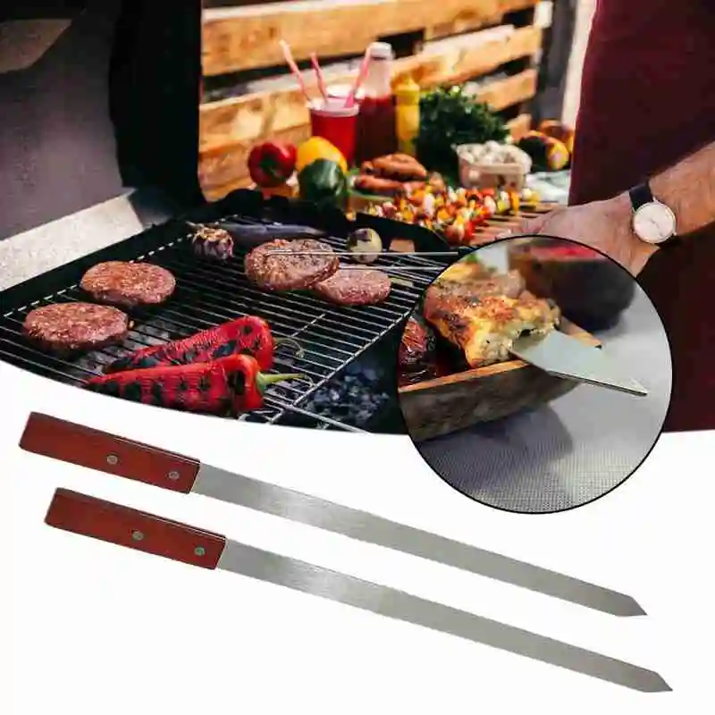 Rotating fix Fork Barbecue Skewer Oven Accessories Food Grade Grill Skewer Steel Barbecue Skewer Spit BBQ Forks Meat Fork Tool