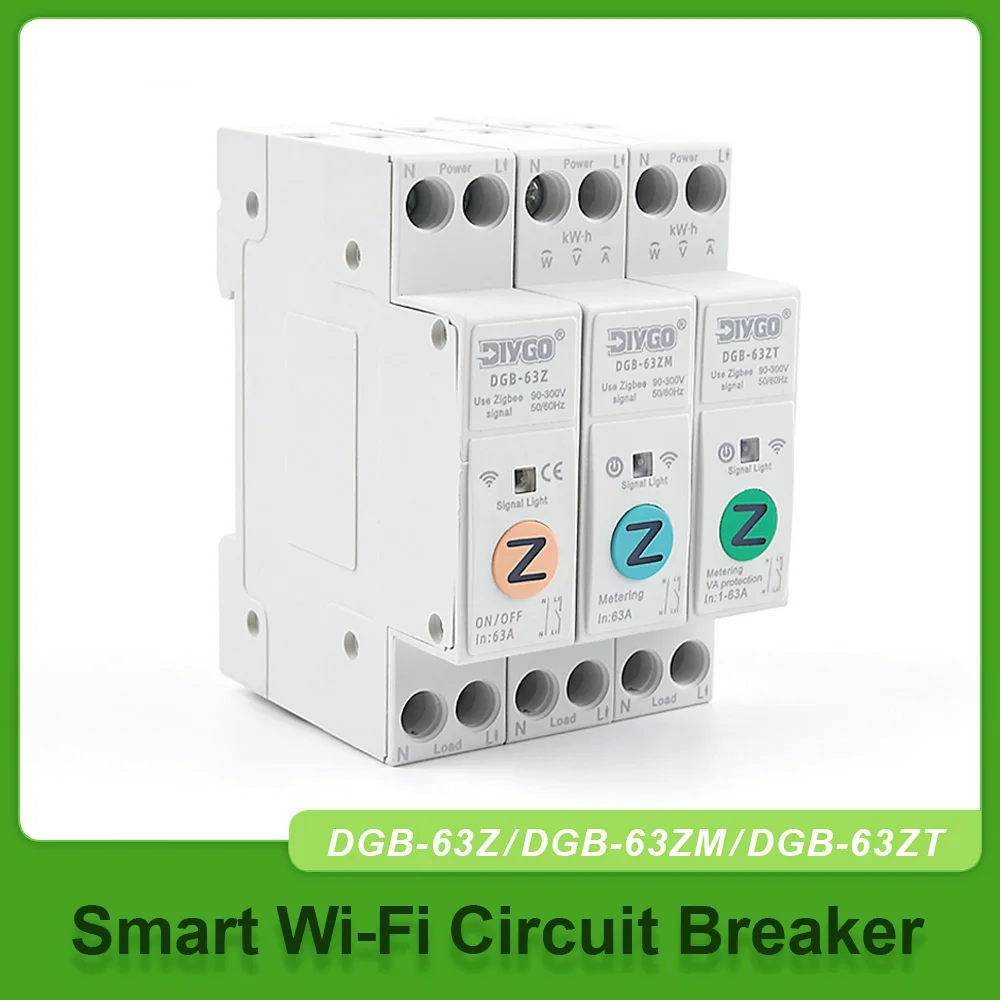 WIFI Circuit Breaker Zigbee Wireless Remote Control Over/Under Voltage Protection Current Power Protect Real-Time Monitoring 63A
