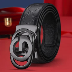 Fashion Business Men's Belt Genuine Luxury Brand Metal Buckle Belt High-Quality PU Leather Soft Belt With Cargo Pants Jeans