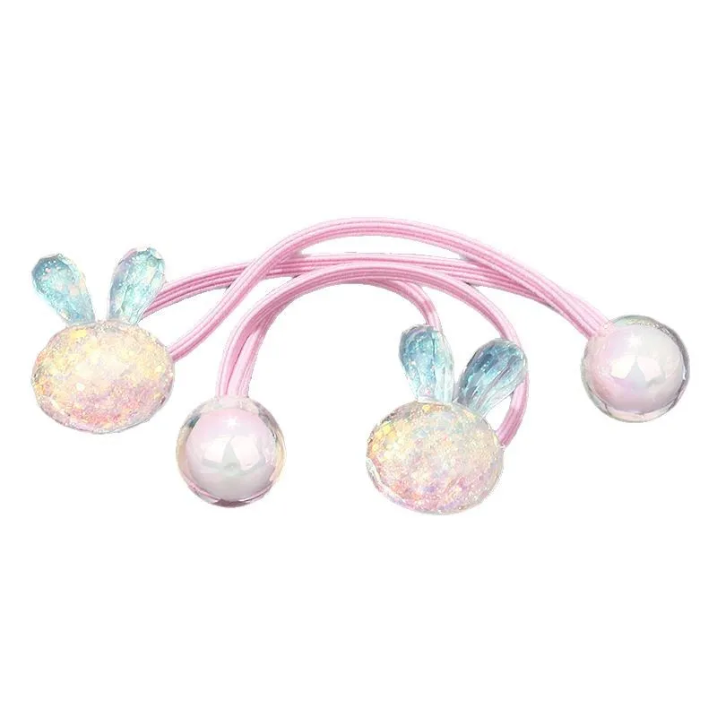 2 attaches pour cheveux à fleurs scintillantes, attaches pour cheveux en perles colorées – Attaches pour cheveux pour enfants pour queues de cheval, élastique enveloppant pour cheveux à double brin