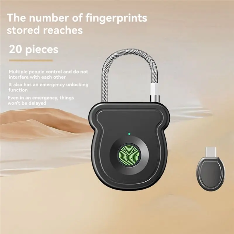 B24B Backpack Safety Lock Camping Electronic Lock Unlock Fingerprint Lock Portable Keyless Lock Gym Locker