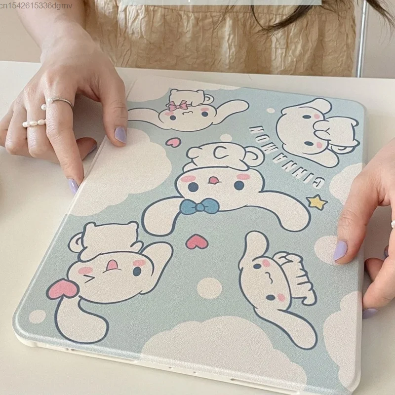 Imagem -04 - Sanrio Cinnamoroll Kawaii Capa de Computador Tablet Rotação Estilo Japonês Case Ipad 10.2 Mini Pro 12.9 11 2023 2023 Y2k