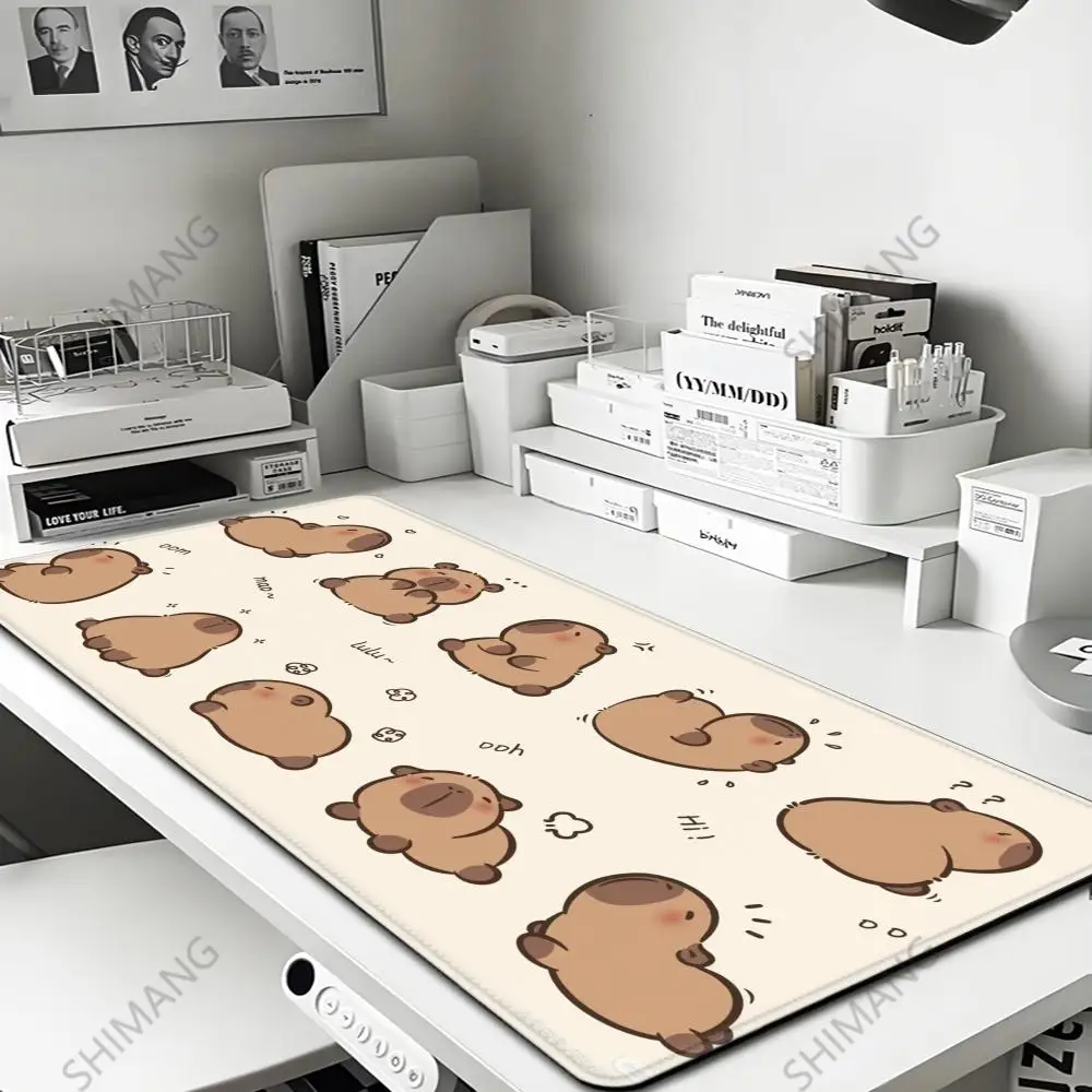 

Capybara Cute Mouse Pad 1000x 500 Computer Desk Mat 3mm thick Super Big Large All Size Lock Edge Creative Rubber Keyboard Mat