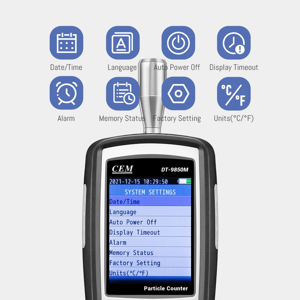 Hot Sale CEM DT-9850M PM0.3 PM2.5 PM10um Particle Counter Professional Handheld Air