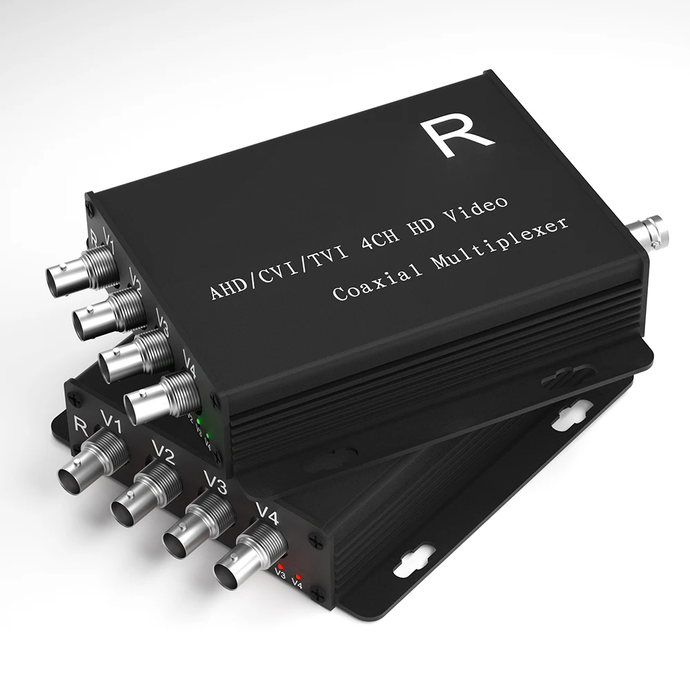 AHD/CVI/TVI Coaxial HD Quad Multiplexer 4CH Video Coaxial Multiplexer 100m Transmission Distance Supports Up to 1080P