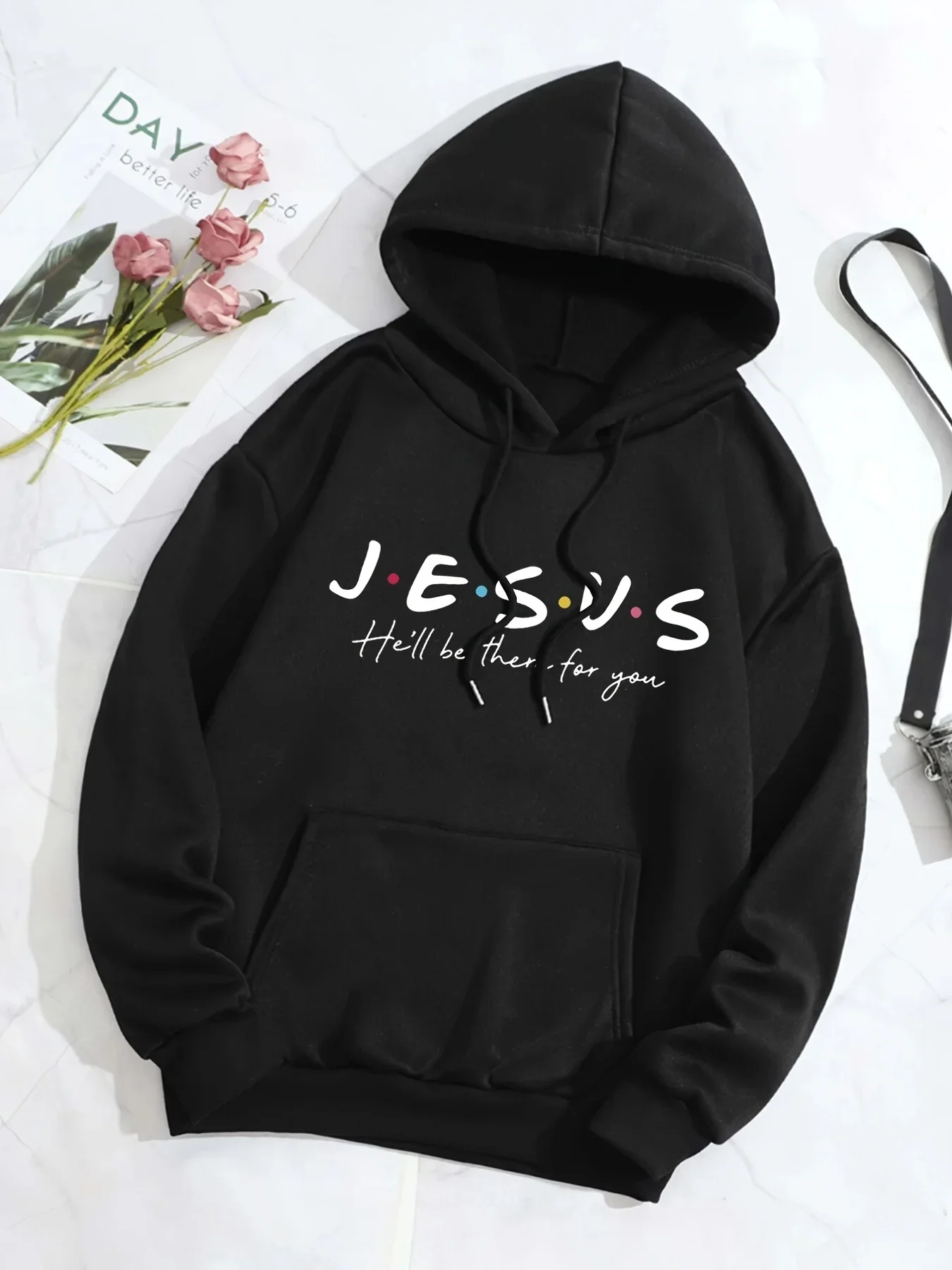 Brief Jesus Hill für Sie da sein drucken Hoodies Frauen lose Fleece Pullover Herbst Tasche Sweatshirt lässige weibliche Kleidung