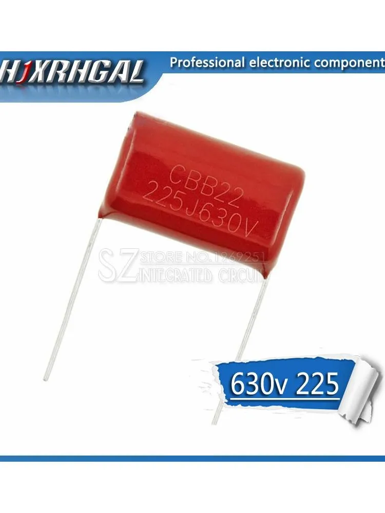 10 sztuk 630V225J podziałka 25MM 2.2UF 2200NF 225 630V CBB kondensator folii polipropylenowej hjxrhgal — zdjęcie 2