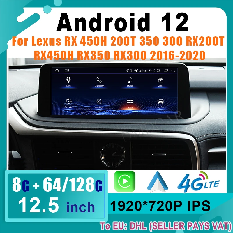 

Android 12 GPS Navigation CarPlay For Lexus RX RX200t Rx300 Rx350 Rx450h RX400h RX350L 2016-2020 Car Multimedia Video Player