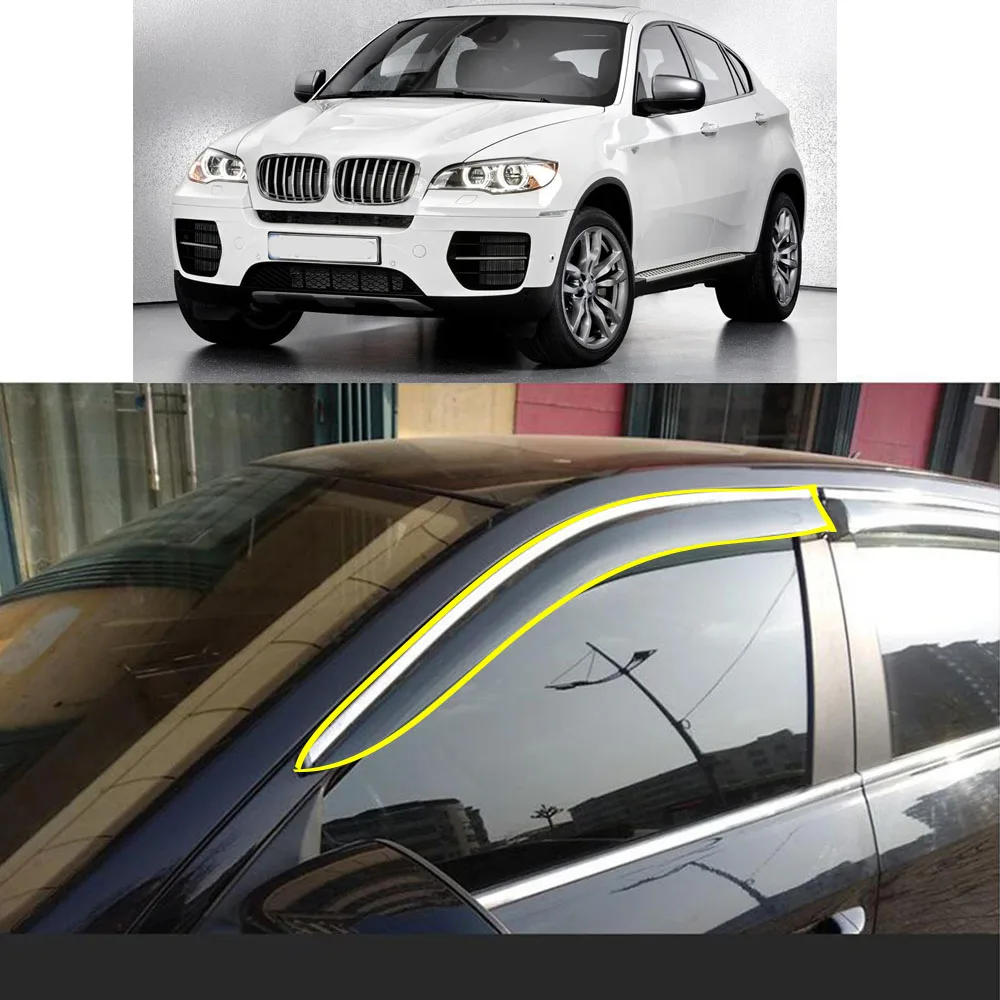 

Car Body Styling Sticker Plastic Window Glass Wind Visor Rain/Sun Guard Vent For BMW X6 E71 2008 2009 2010 2011 2012 2013 2014