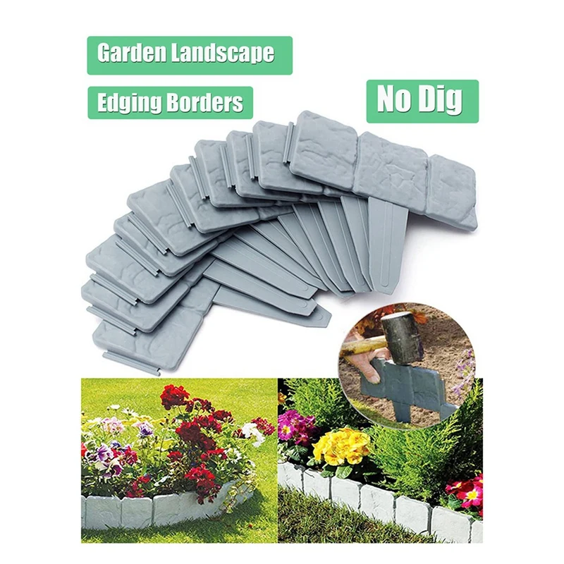 

20Piece Garden Landscape Edging Borders No Dig 16 FT Lawn Edging Plastic For Landscaping,Plastic Fencing Lawn Border