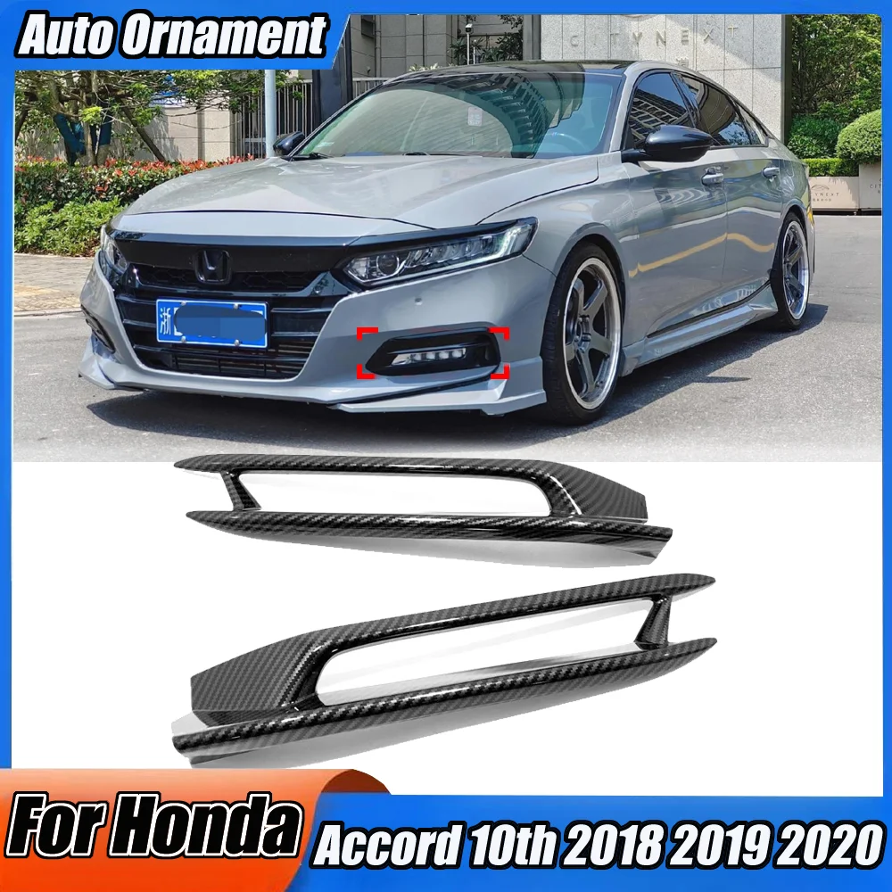 Auto Ornament For Honda Accord 10th 2018 2019 2020 Car Front Bumper Fog Light Lamp Frame Trim Cover Frame Strip Decorate Sticker