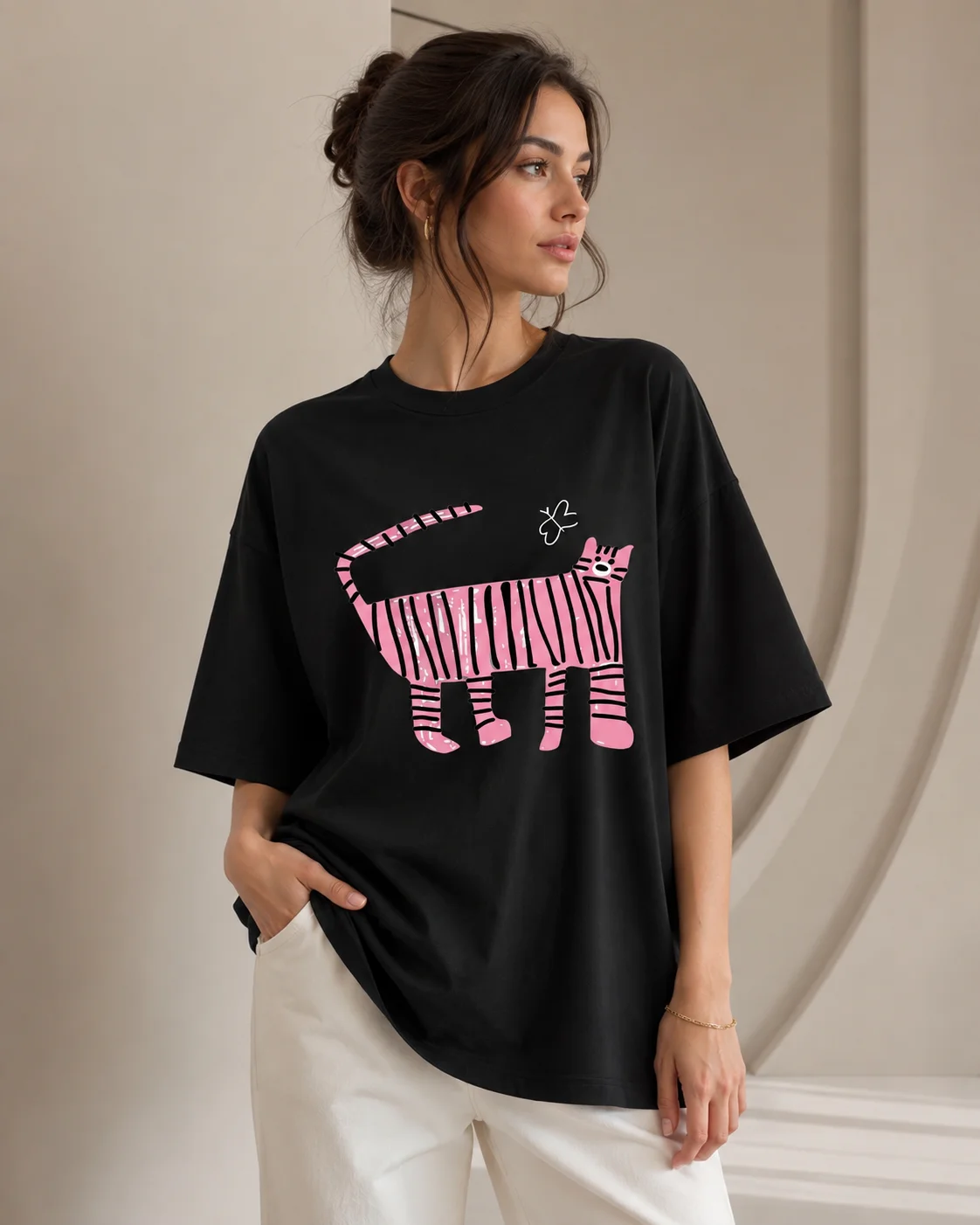 Rose Round Neck Women Fashionable Clothing Comfortable Casual Tshirt Trendy and Energetic Daily Shirt Cotton Short Sleeved Shirt