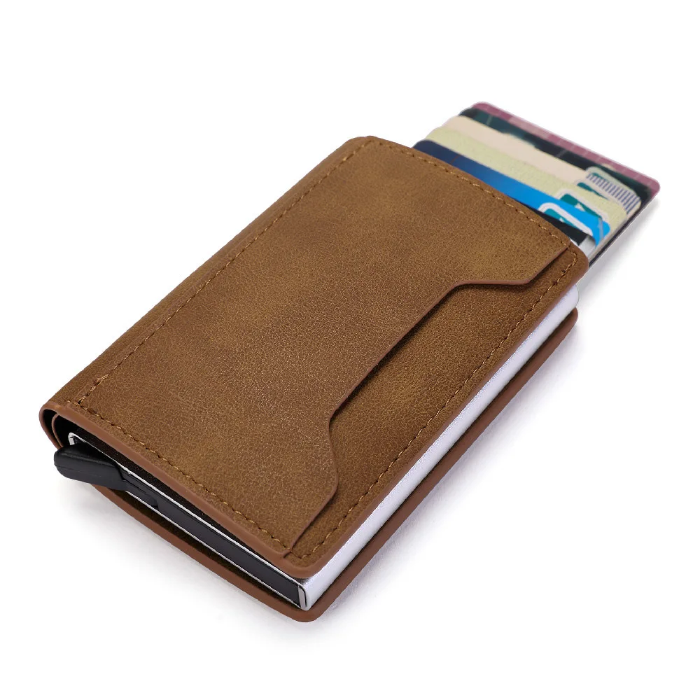 

Rfid Anti-theft Brush Men Wallet Leather Wallet Portable Credit Card Holder with Money Compartment fit for 9 Credit Cards Holder