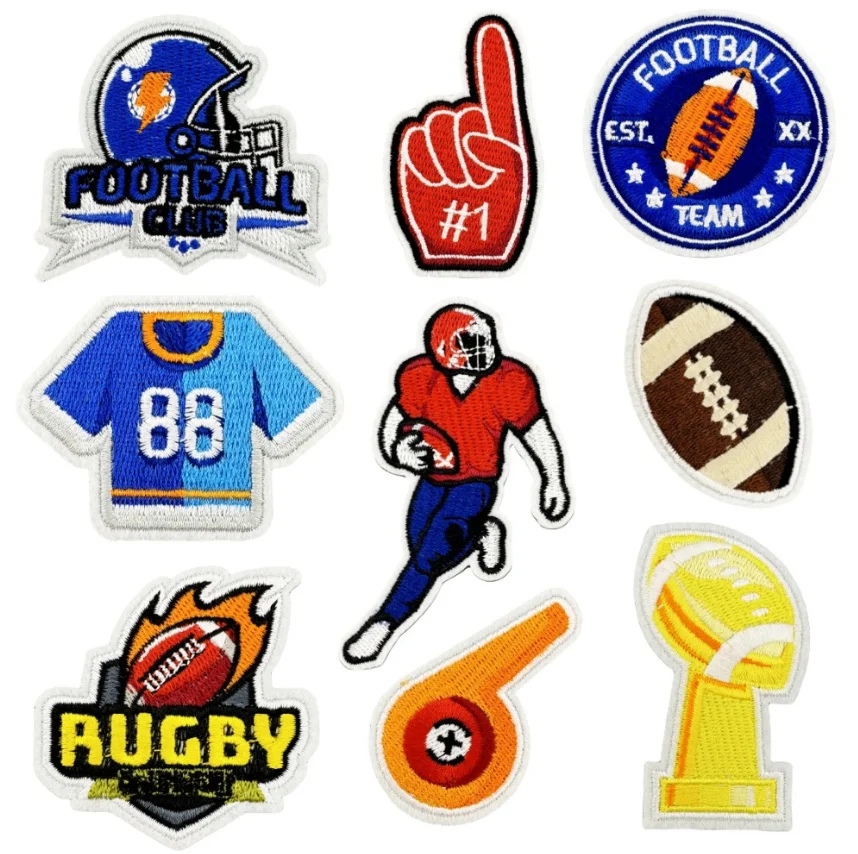 10 Pcs Sports Badges Embroidered Patches Clothing Hat Bag Shoe Repair Material Phone Gift Box Decor DIY Accessory