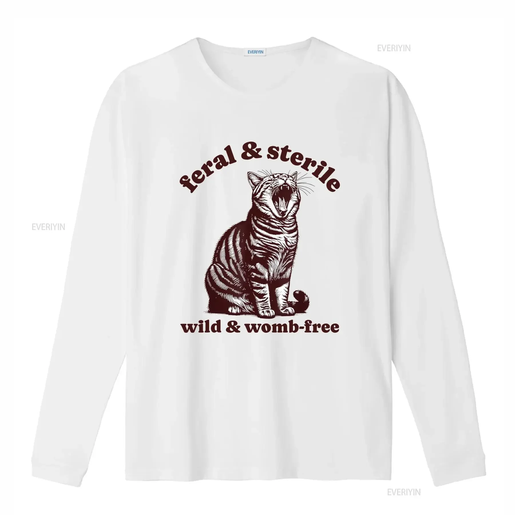 Feral And Sterile Funny Cat Hysterectomy Uterus Women's Joke T Shirt  vintage Washed Comfortable Soft Top For Everyday Wear