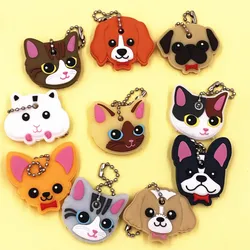 10Pcs/lot Cartoon Cute Key chain Women Man Key Cover Cap PVC Animal Kids Key Ring Cat Character Key Holder Dog Icon Keychains