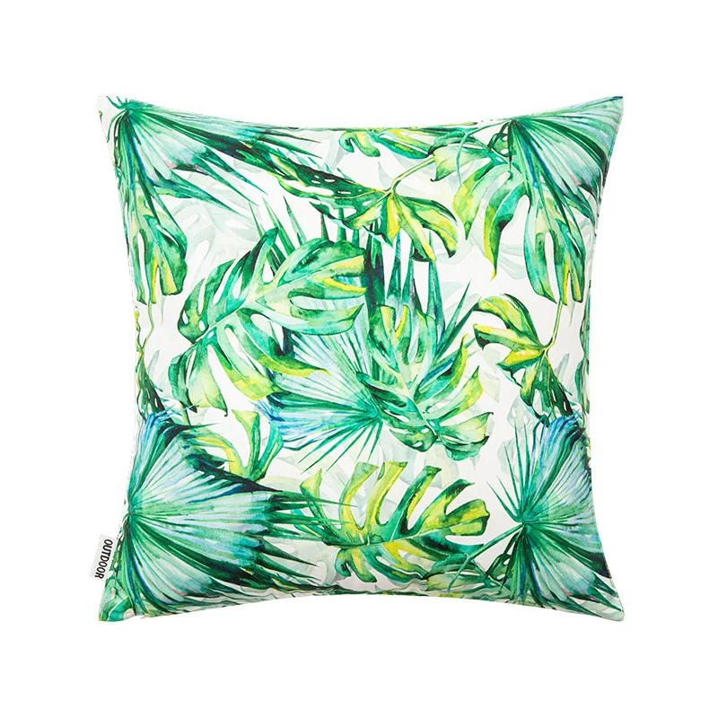 Dark green leaves 18X18Inch Cotton Linen Decorative Throw Pillow CoverCushion Case Tropical Forest Print Pillowcase cushioncover