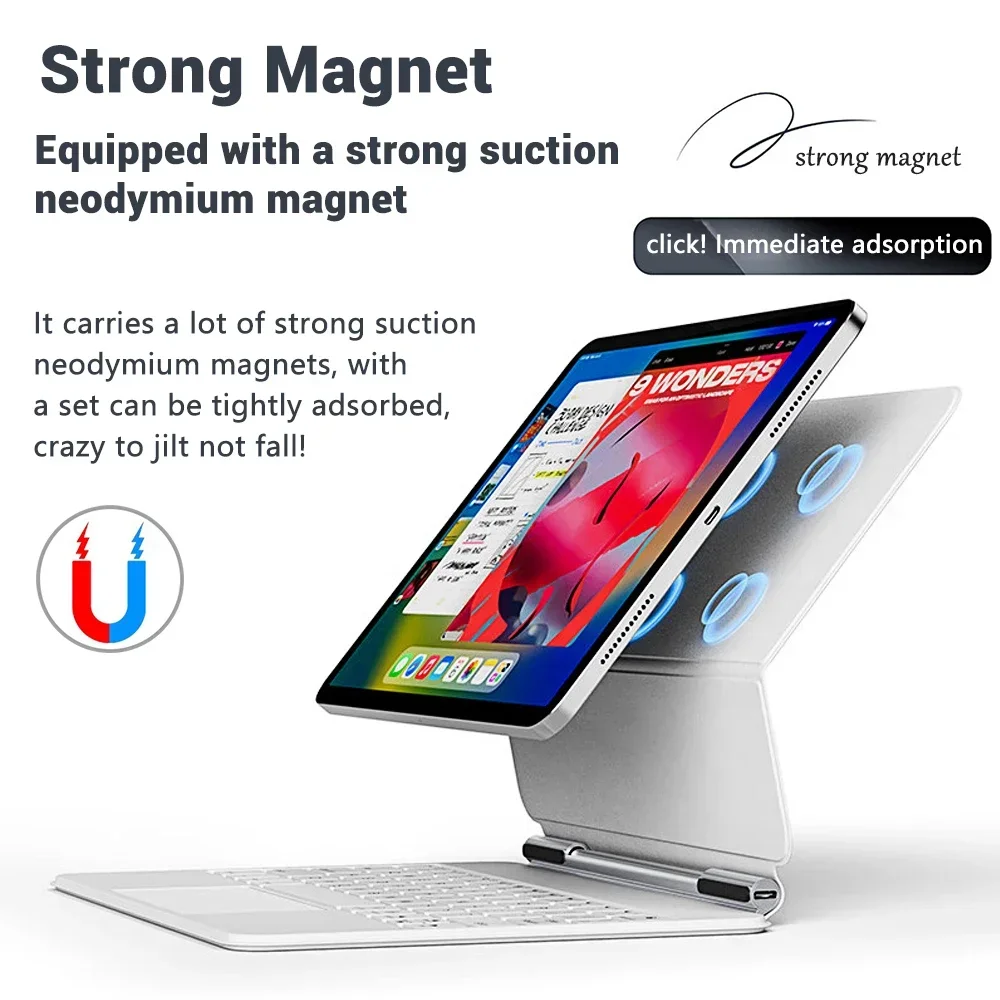 New iPad Magic Keyboard For iPad 2025 2024 Air 11in 13in M3 M2 iPad 10th 2025 11th A16 iPad Case Smart Magnetic Book