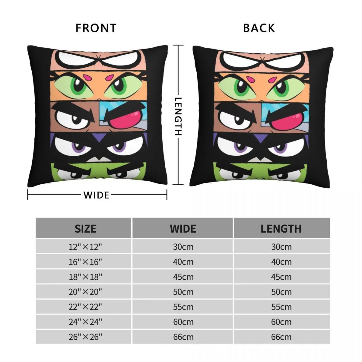 Teen Titans Go Pillowcase Polyester Linen Velvet Printed Zip Decor Car Cushion Cover Wholesale