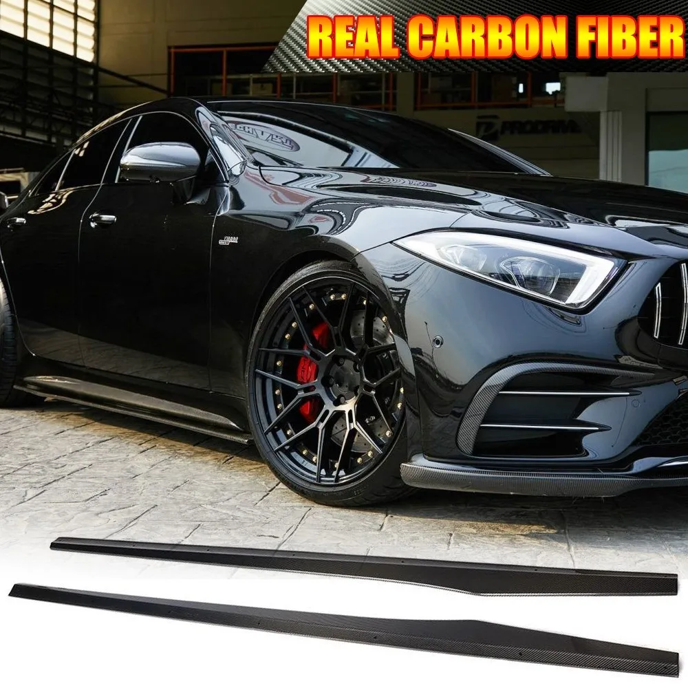 For Benz C257 CLS400 CLS550 CLS53 2018UP Real Carbon Fib Side Skirts Lip Splitter Spoiler Car Accessories