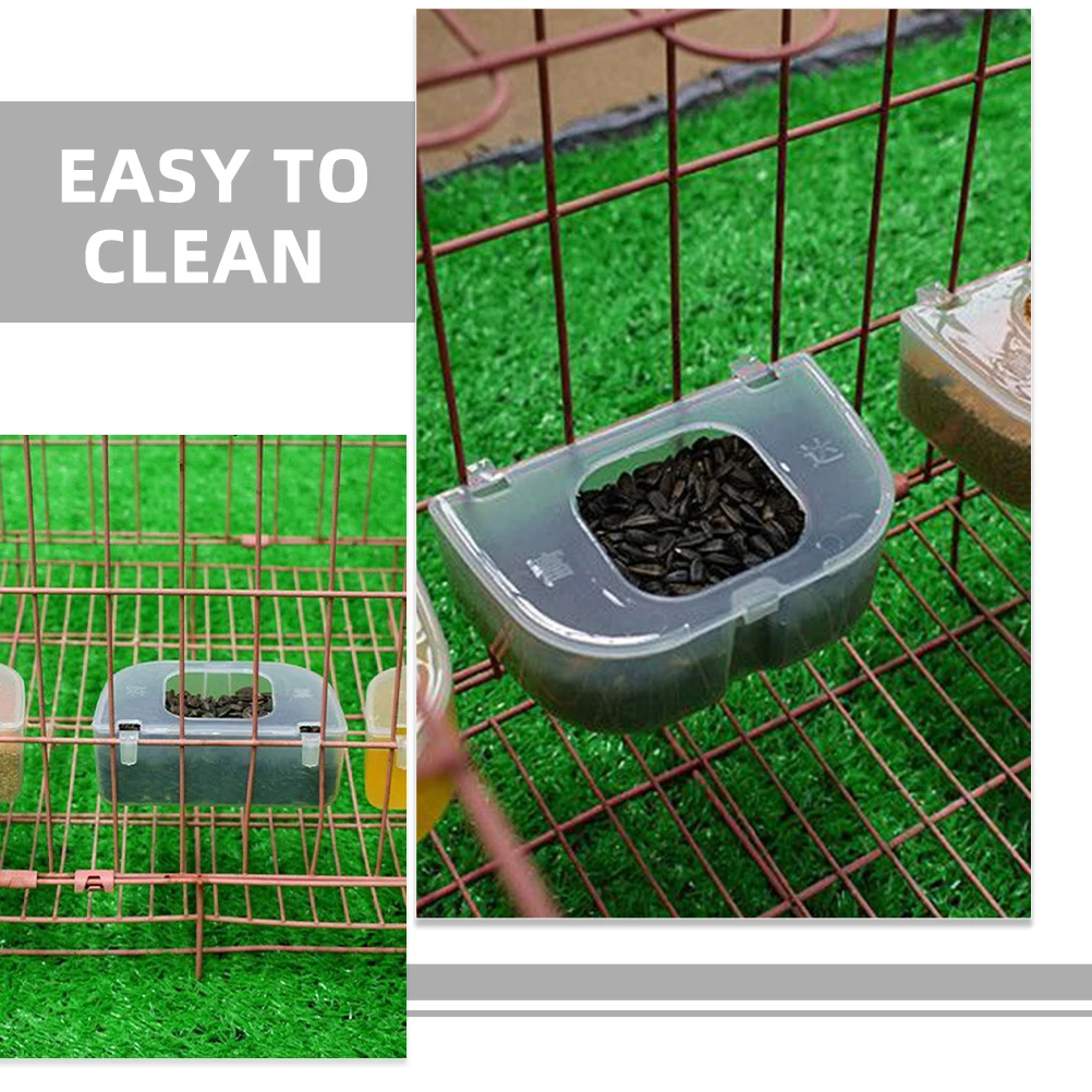 

2Pcs Bird Feeder Transparent Hanging Cage Food Cup for Pigeons Parrots Easy Clean Reusable Plastic Feeding Tool