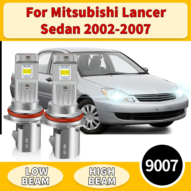 

2 шт. 9007 светодиодные фары для Mitsubishi Lancer Sedan 2002-2007 яркие 6500K белые для автомобилей Plug & Play 30000LM лампы дальнего света