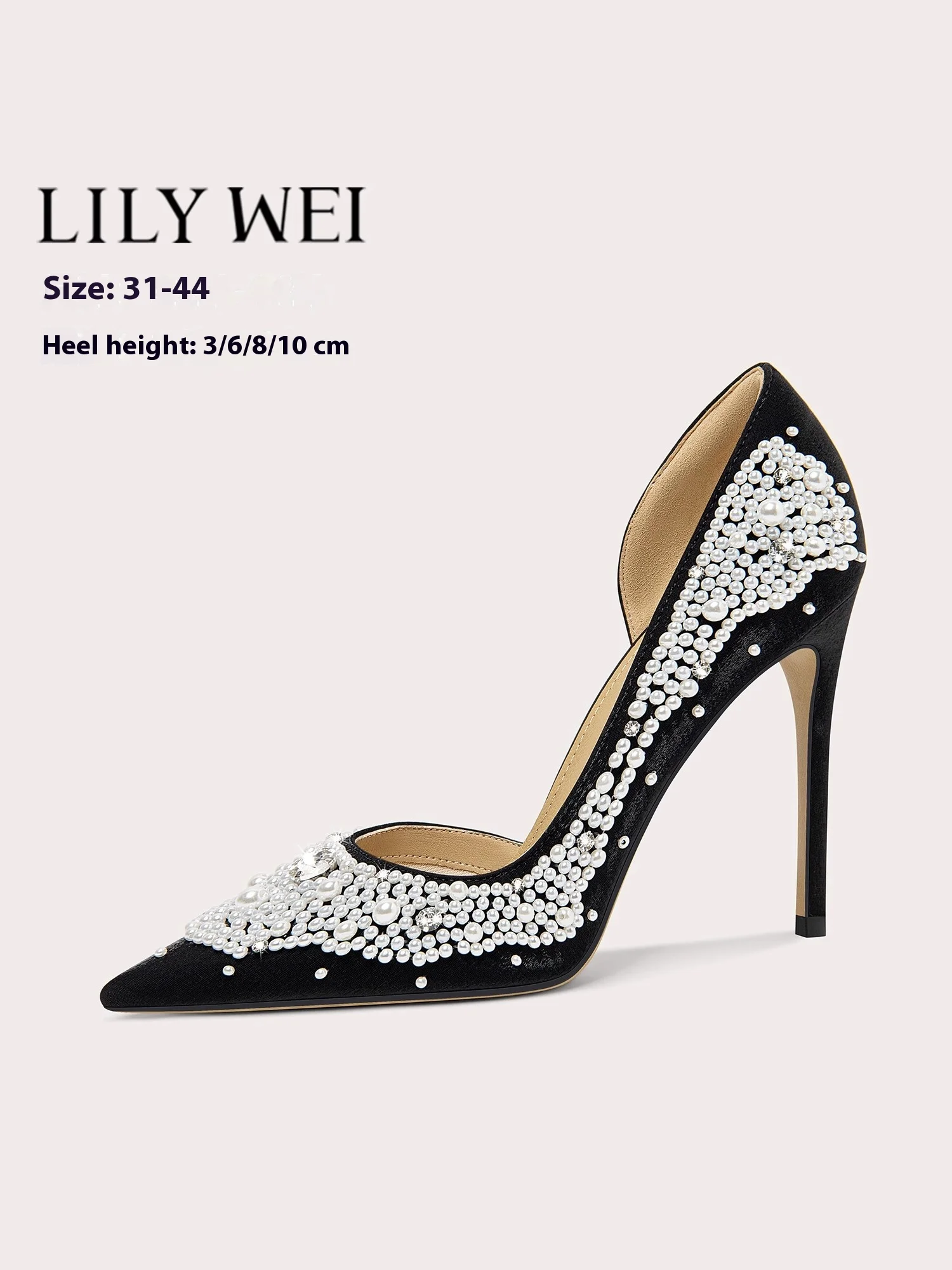 

Осенние сандалии из пустой ткани с острым носком и жемчугом и стразами, тонкие банкетные туфли на высоком каблуке, большие размеры, маленькие размеры, женские туфли на низком каблуке