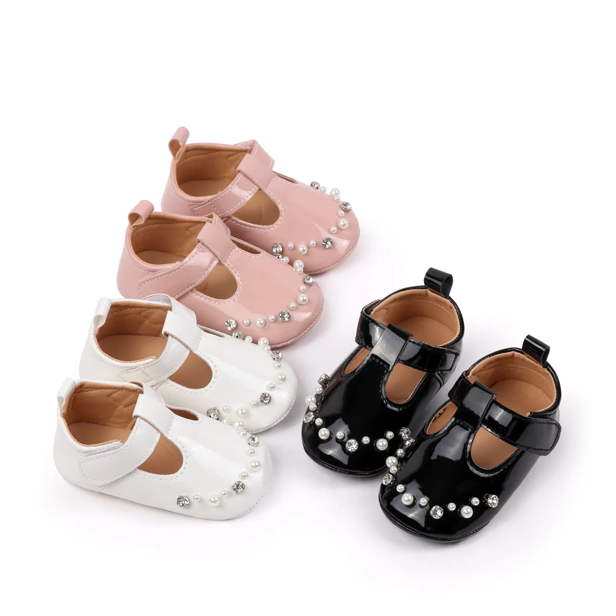 

Special Offer Popular Baby Walkers For 0-1 Year Olds Baby Shoes Soft-Soled Princess Shoes Pearl Colored Princess Shoes