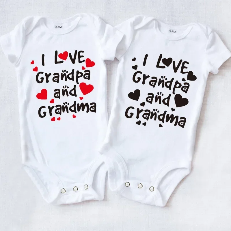 I Love Grandpa Cotton Rompers Baby Triangle romper for Summer I Love Grandma New Born Baby Romper Bodysuits & One-Pieces