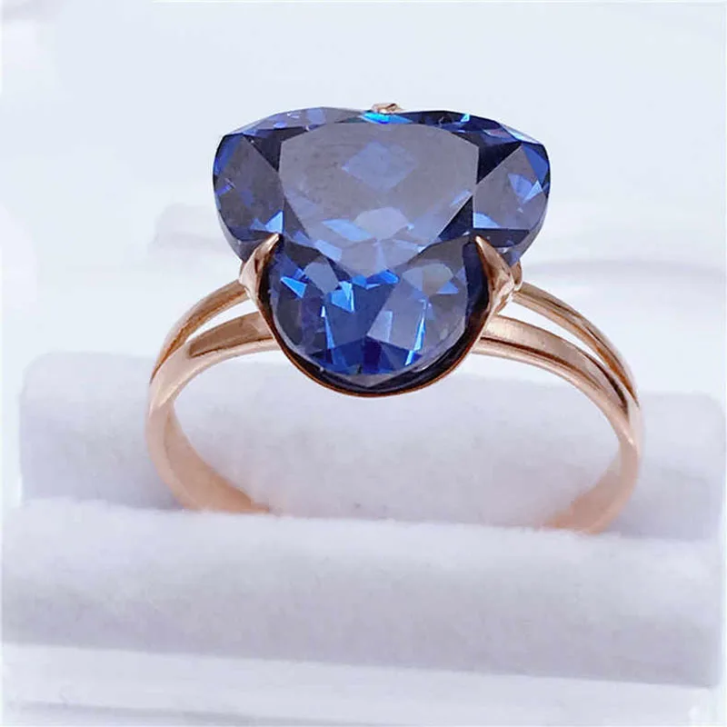 585 purple gold fashion new product sapphire rings for women plated 14K rose gold luxury classic elegant jewelry Adjustable
