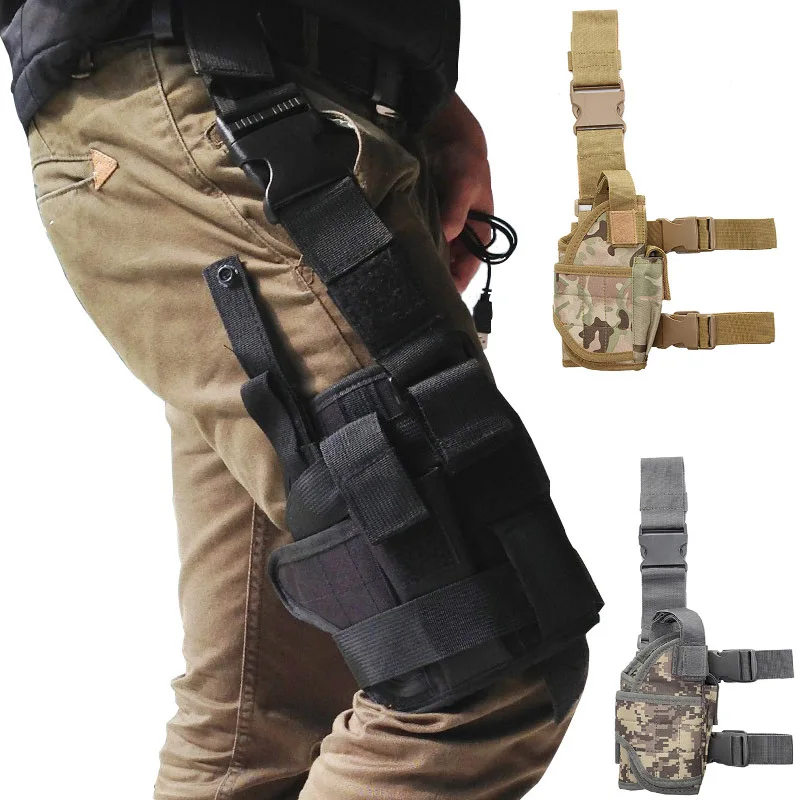 Drop Leg Pouch Holster Adjustable Thigh Holster With Magazine Pouches Right Handed Magazine Pouch