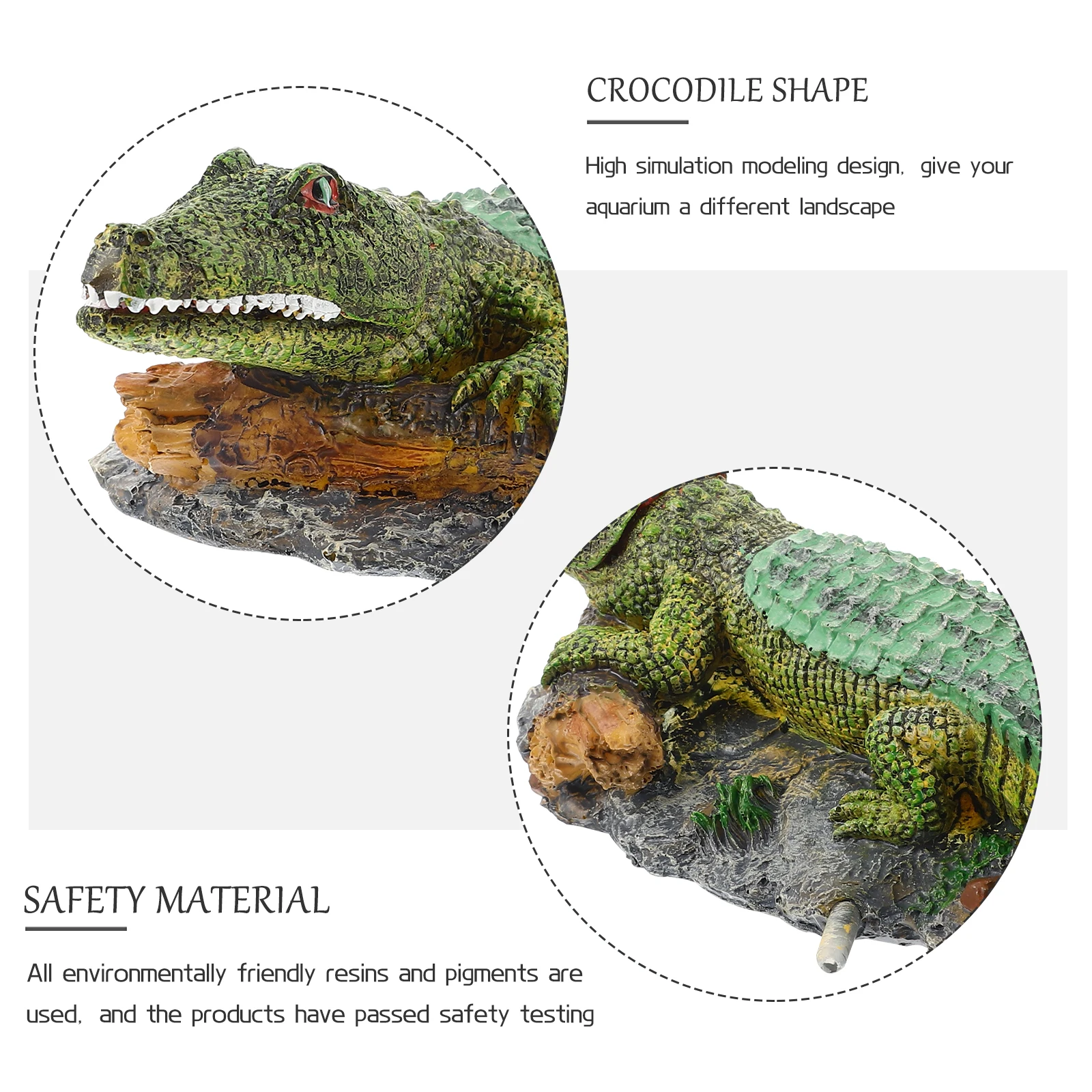 

Creative Lifelike Crocodile Resin Tank Decoration Aquarium Ornament Unique Underwater Simulation Craft Fish Shrimp Hiding Place