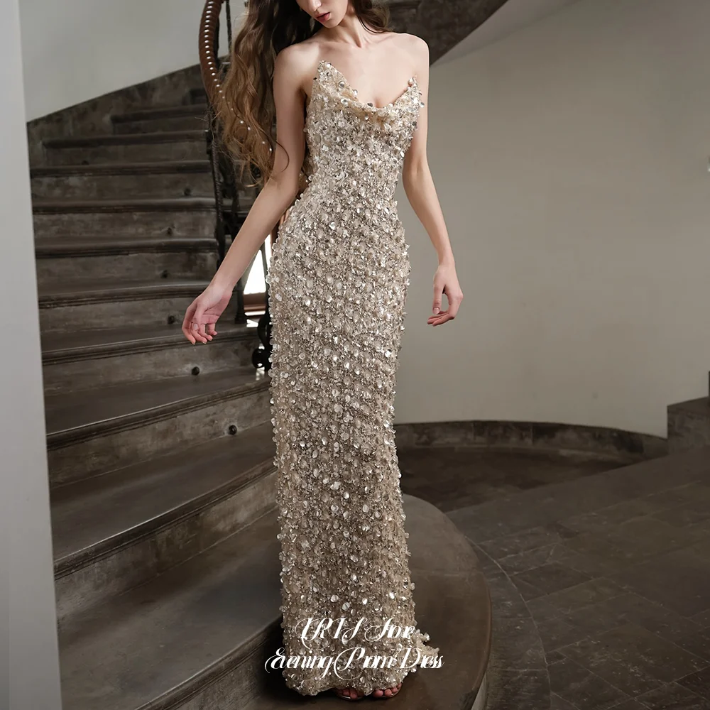 

IRIS Champagne Luxury Prom Evening Dresses Customized for Women Thin Spaghetti Strap Cowl Neck For Gala Party 2026 New