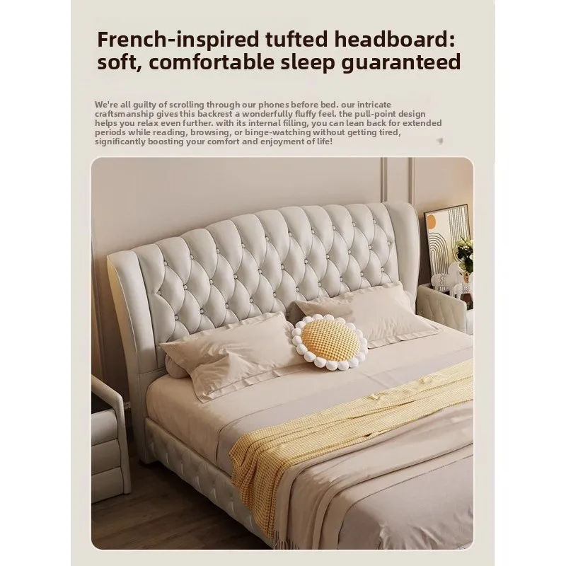 Leather European soft bag  light luxury master bedroom high-end atmospheric wedding double bed
