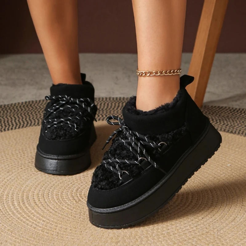 النساء أحذية مسطحة الجلد المدبوغ جديد الفراء موضة حذاء من الجلد عادية 2025 الاتجاه الشتاء أحذية رياضية امرأة الثلوج الأحذية المشي Zapatos Mujer