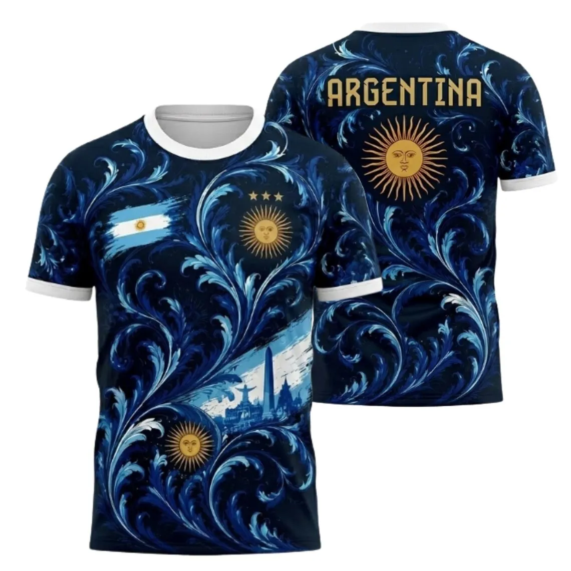 Sommer Neu Argentinien-Flaggen-Print Herren Damen Gedenk-Fußball-Sport-T-Shirt Herren Trainings-Fitness Kurzarm-T-Shirt