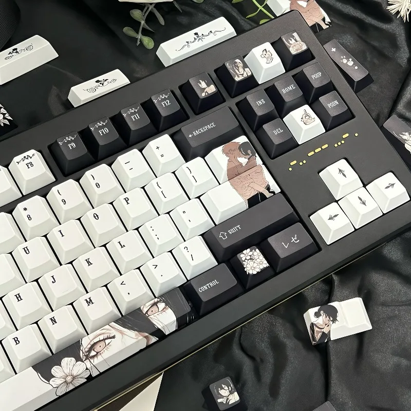 NEW Original REZE Chainsaw Man Anime Keycaps Cherry Profile PBT 5-Side Dye-Sublimated Custom Mechanical Keyboard Keycaps Gift