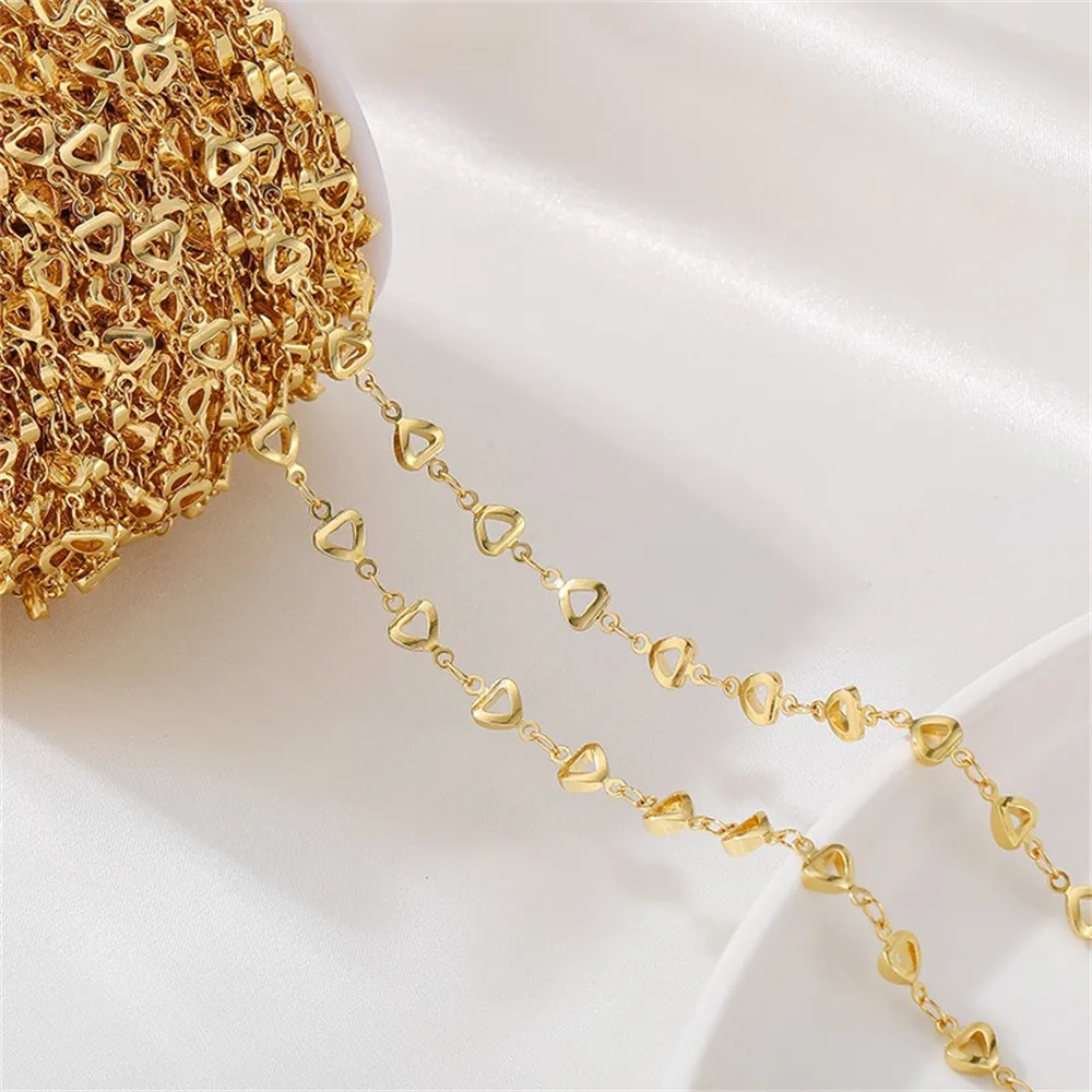 14K Gold-Color Love Chain Loose Chain Handmade DIY Handmade Bracelet Necklace Extension Chain Jewelry Material Accessories L019