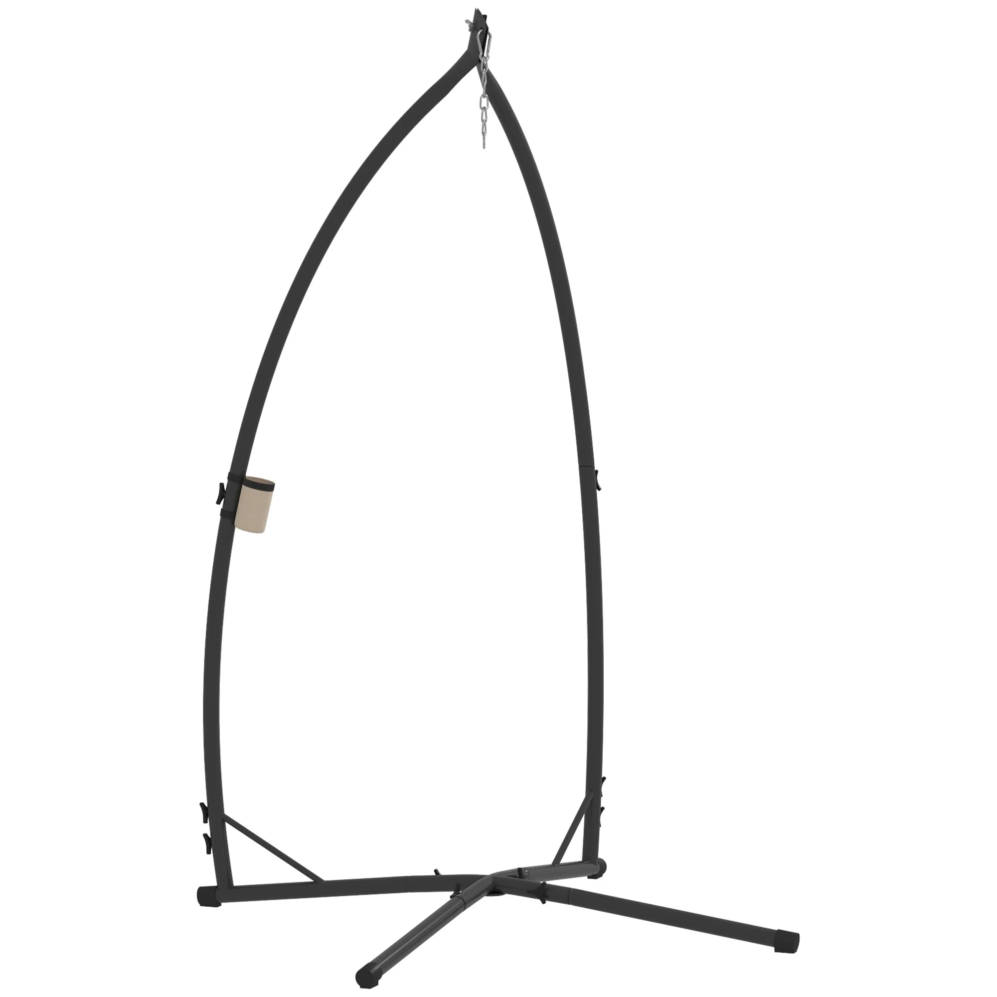 Outsunny Soporte para Silla Colgante de Acero con Base Establey Portavaso Negro